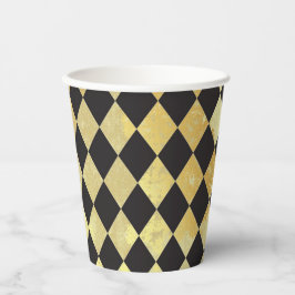 Bedrücktes Gold und Vintages Harlequin Pappbecher