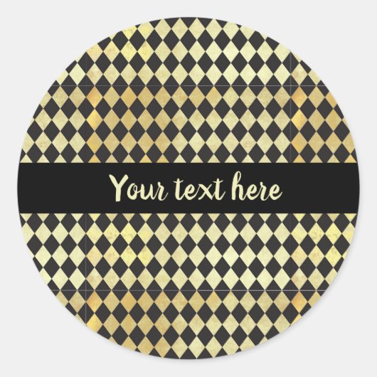 Bedrücktes Gold und Vintages Harlequin Runder Aufkleber (Vorderseite)