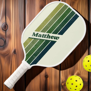 Bedrucktes Grün Retro fünf gestreift mit Namen Pickleball Schläger