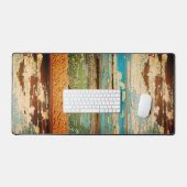 Bedrücktes Grunge mit geflochtenem lackiertem Holz Schreibtischunterlage (Tastatur & Maus)