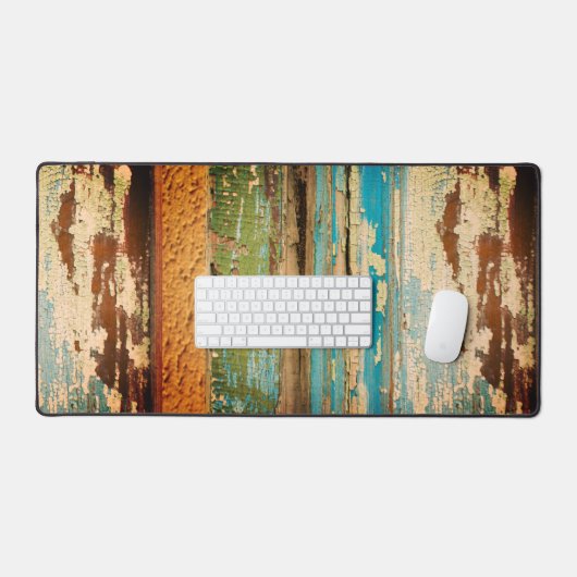 Bedrücktes Grunge mit geflochtenem lackiertem Holz Schreibtischunterlage (Tastatur & Maus)