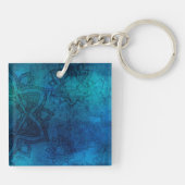Bedrücktes, hellblaues Mandala-Muster Schlüsselanhänger (Rückseite)