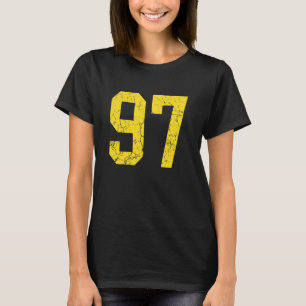 Bedrucktes Hellgold Nummer 97 Jersey Spieler Uni T-Shirt