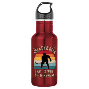 Bedrücktes Hockey und Bier Wortspiel Hockey Edelstahlflasche