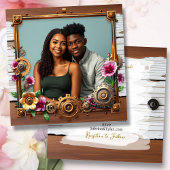 Bedrücktes Holz und Steampunk-Metal Einladung