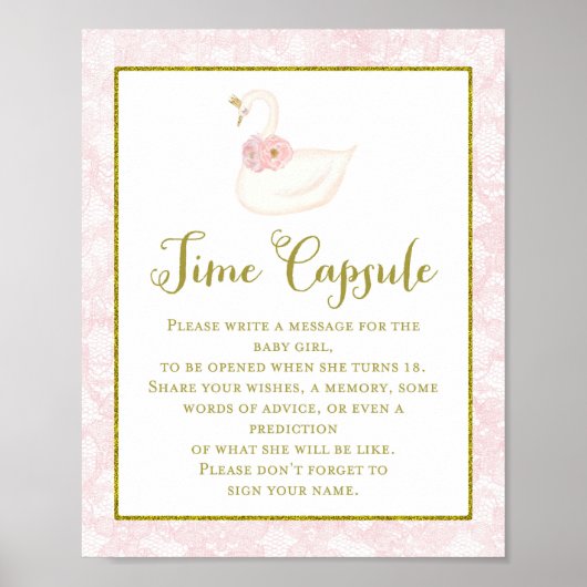 Bedrucktes Pink Swan Baby Shower Game Poster (Vorne)