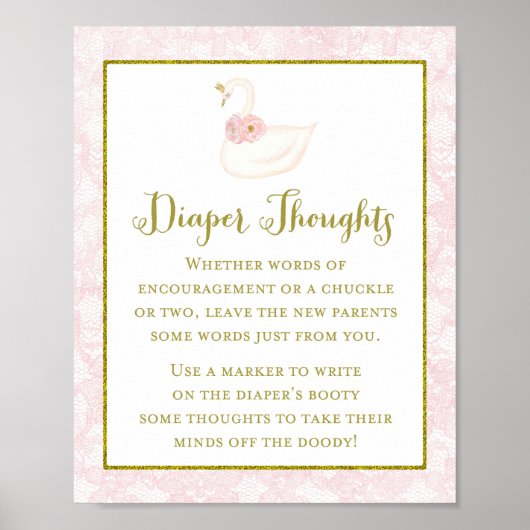 Bedrucktes Pink Swan Baby Shower Game Poster (Vorne)