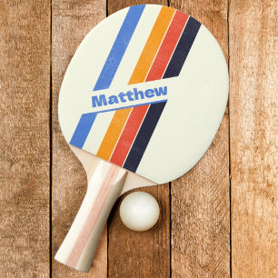 Bedrucktes Retro Fünf Streifen mit Namen Tischtennis Schläger