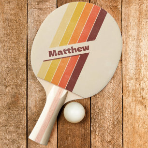 Bedrucktes Retro-Gestreift-Dunkel mit Namen Tischtennis Schläger