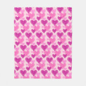 Bedrücktes rosa Herz Fleecedecke (Vorderseite)