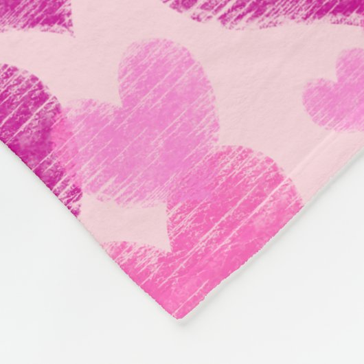 Bedrücktes rosa Herz Fleecedecke (Ecke)
