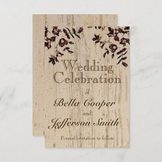 Bedrücktes rustikales Holz Save The Date (Vorne/Hinten)