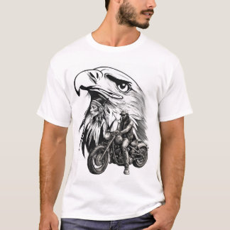 Bedrucktes T-Shirt Thema Biker und Indianerischer