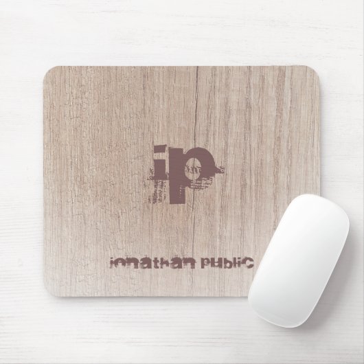 Bedrücktes Text Monogram Look Trendy Elegant Mousepad (Mit Mouse)