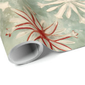 Bedrücktes Vintages Rot-Grün-Schneeflockenmuster Geschenkpapier (Rolleneckpunkt)