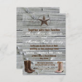 Bedrücktes Wood Cowboy Boots-3x5Wedding Einladung (Vorne/Hinten)