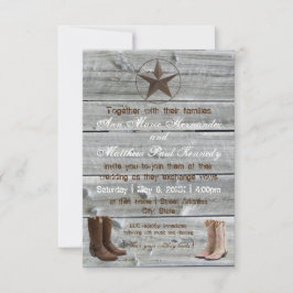 Bedrücktes Wood Cowboy Boots-3x5Wedding Einladung