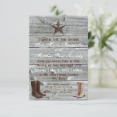 Bedrücktes Wood Cowboy Boots-3x5Wedding Einladung (Stehend Vorderseite)