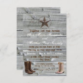 Bedrücktes Wood Cowboy Boots-3x5Wedding Einladung (Vorne/Hinten)