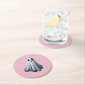 Bedsheet Ghost Runder Pappuntersetzer (Vor Ort)