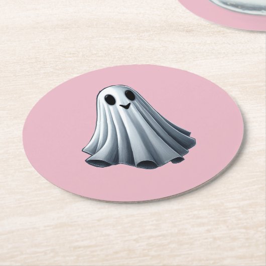Bedsheet Ghost Runder Pappuntersetzer (Angewinkelt)