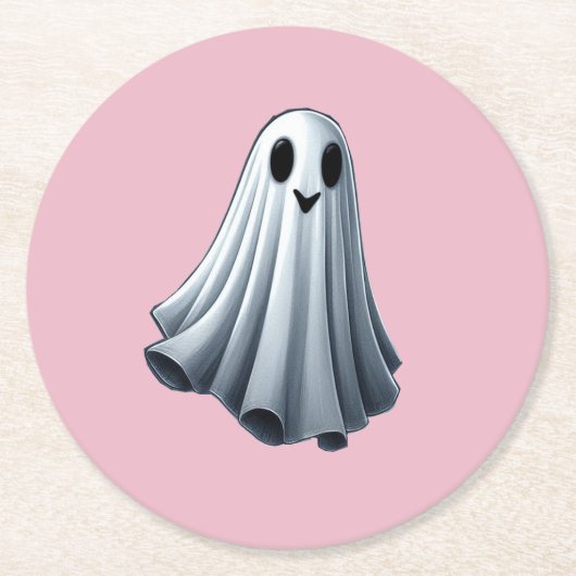 Bedsheet Ghost Runder Pappuntersetzer (Vorderseite)