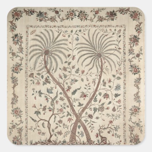 Bedspread with Palm Tree Motifs Quadratischer Aufkleber (Vorderseite)