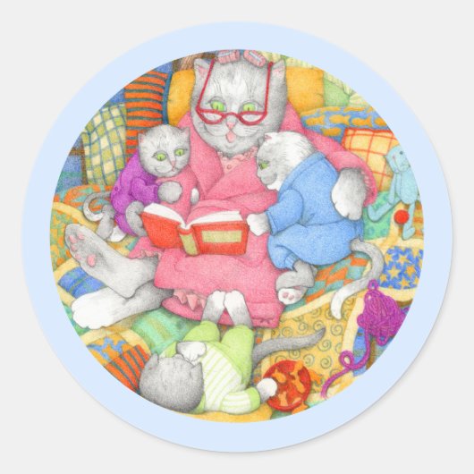 BEDTIME GESCHICHTE Kleine Round Stickers - Blau (Vorderseite)