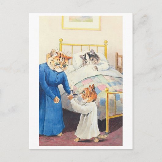 Bedtime - Louis Wain Postcard Postkarte (Vorderseite)