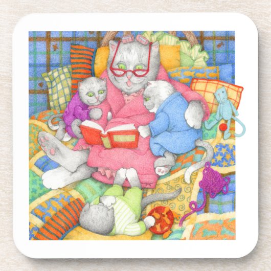 BEDTIME STORY Hard Plastic Untersetzer - Weiß (Vorderseite)