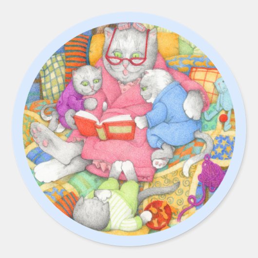 BEDTIME STORY Large Round Stickers - Blue (Vorderseite)