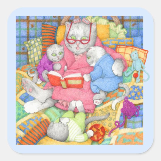 BEDTIME STORY Large Square Stickers - Blue (Vorderseite)