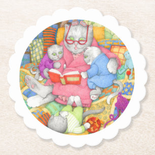 BEDTIME STORY Runde Untersetzer skallopiert - Weiß