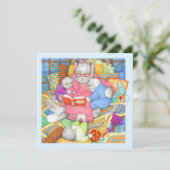 BEDTIME STORY Square Flat Birthday Card / Blau Karte (Stehend Vorderseite)