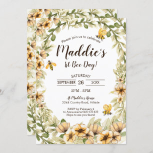 Bee 1. Geburtstag Einladung 1. Bienentag Honigbien