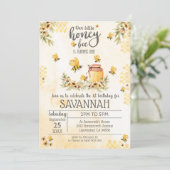 Bee 1. Geburtstag Einladung Honey Bee (Stehend Vorderseite)