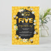 Bee 5. Geburtstagsfeier Einladung - Biene zum Gebu (Stehend Vorderseite)