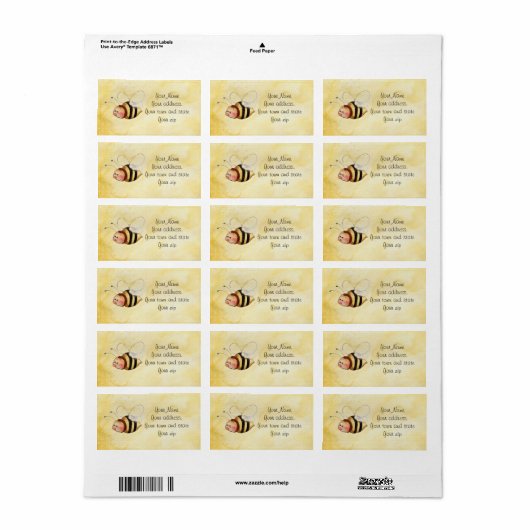 Bee-Address-Labels Adressaufkleber (Vorne)
