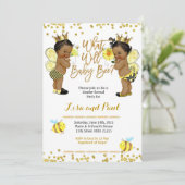 Bee African American Gender Reveitation Einladung (Stehend Vorderseite)