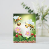 Bee and Honey Postkarte (Stehend Vorderseite)