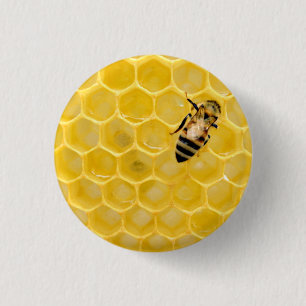 bee and honeycomb button