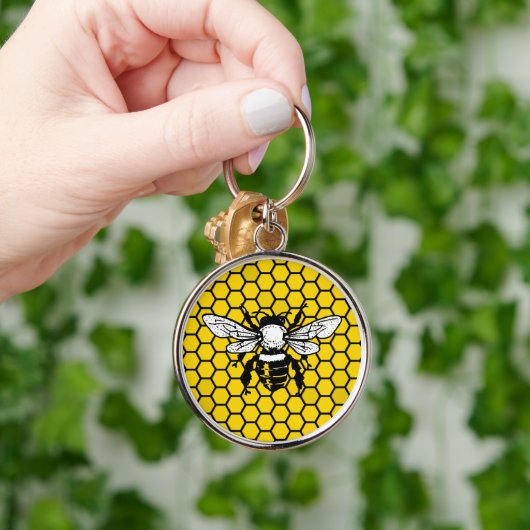 Bee and honeycomb keychain for beekeepers schlüsselanhänger (Hand)