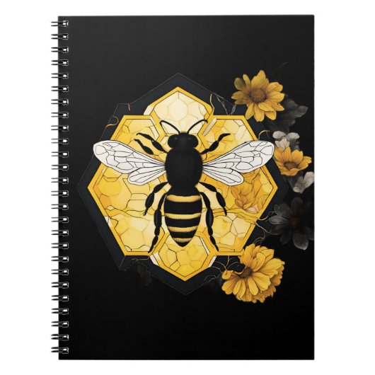Bee and Honeycomb yellow and black Notebook Notizblock (Vorderseite)
