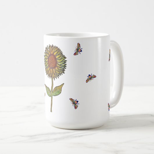 Bee And Sunflower Mug Kaffeetasse (VorderseiteRechts)