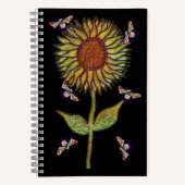 Bee And Sunflower Notebook Notizblock (Vorderseite)