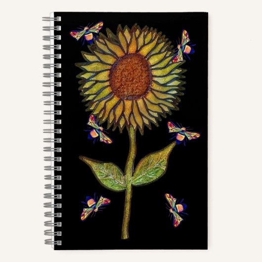 Bee And Sunflower Notebook Notizblock (Vorderseite)