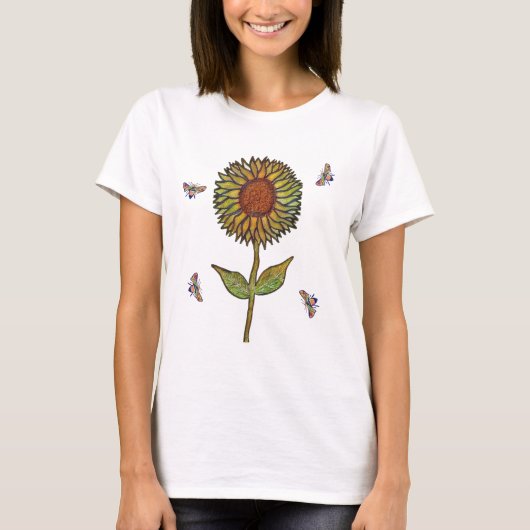 Bee And Sunflower Womens T-Shirt (Vorderseite)