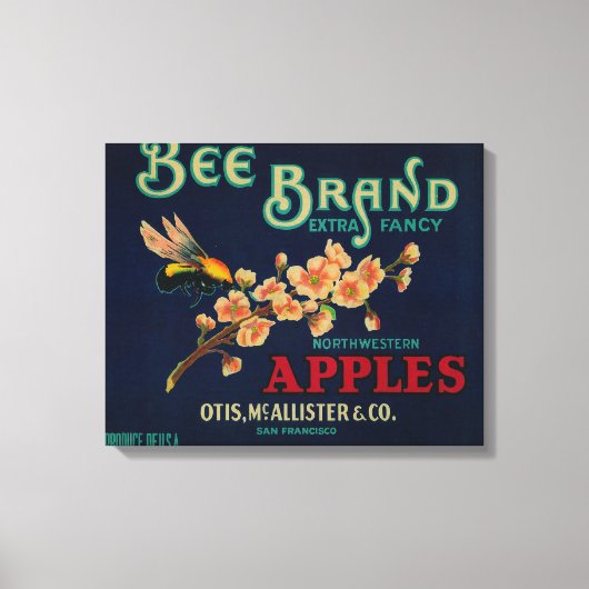 Bee-Apfelkiste-Etikett Leinwanddruck (Vorderseite)