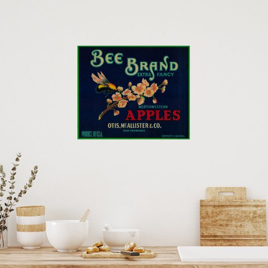 Bee-Apfelkiste-Etikett Poster (Küche)