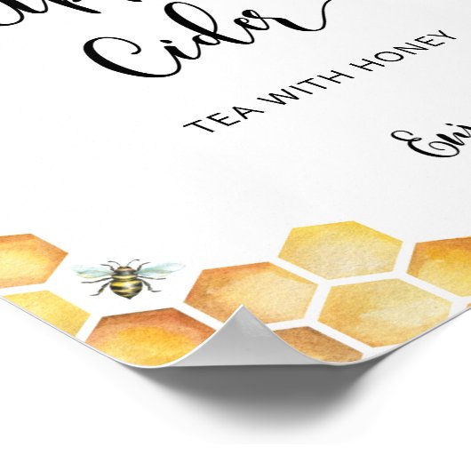 Bee Apfelwein-Zeichen Trinktisch Poster (Ecke)